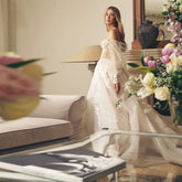 Ramanda Off Shoulder Puffy Sleeves Tulle Princess Wedding Dress Illusion Sweetheart A-Line Lace Appliques Backless Bridal Gown